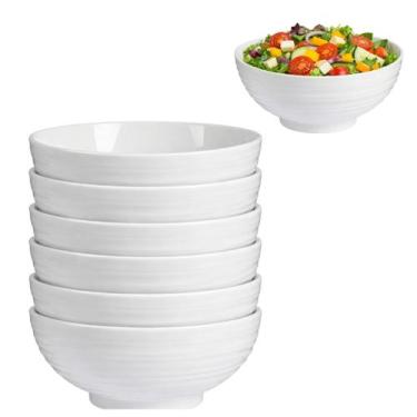 Imagem de 6 Tigelas Redonda Melamina 1,3 L Canelada Branca Premium - Chinatown