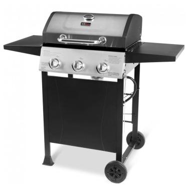 Imagem de Grill Boss GBC1932M Churrasqueira a Gás com 3 Queimadores e Mesas Laterais em Aço Inoxidável, Preto