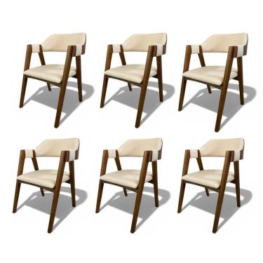 Imagem de Kit 6 Cadeiras Bali Madeira Maciça Yescasa Pinhão