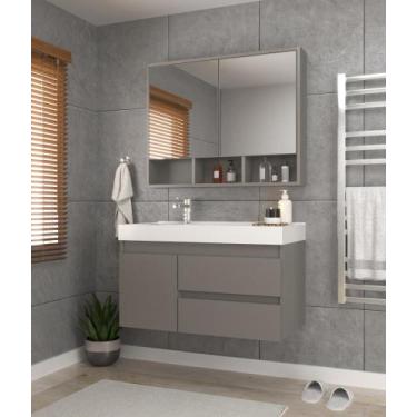Imagem de Gabinete Banheiro Suspenso Orla 80 MDF Espelheira Dupla - Belizze Move