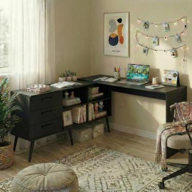 Imagem de Escrivaninha de Estudos em L com 3 Gavetas Porto Multimóveis MP6045, P