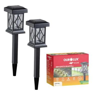 Imagem de Kit 2 Espeto Luz Solar Balizador Para Jardim Branco Quente - Ourolux