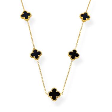 Imagem de Colar Feminino Aço Inoxidável Inspiração Vg. Resinado Preto