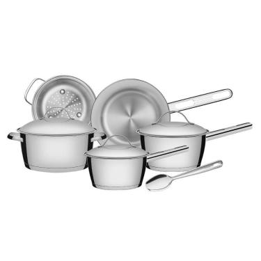 Imagem de Jogo De Panelas Aço Inox Indução 5 Peças Allegra E Colher Tramontina