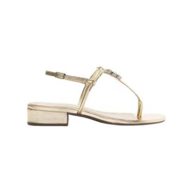 Imagem de Sandalia Feminina Anacapri Slim Pedrarias Salto Bloco Dourado-Feminino