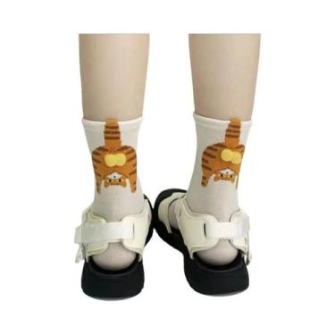 Imagem de Meias Divertidas Com Estampa De Gato Para Mulheres E Meninas, Confortá