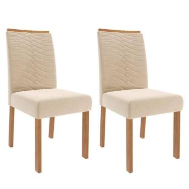 Imagem de Kit 2 Cadeiras Estofadas Madeira Tauari 20227 Suede MOLCI