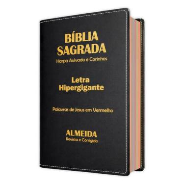Imagem de Biblia Sagrada Letra Hipergigante Luxo Preta - C/ Harpa - REI DAS BIBL