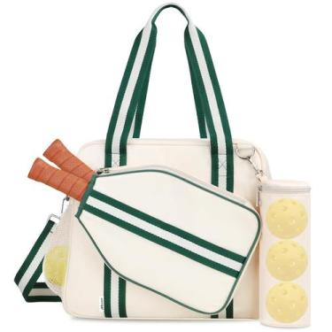 Imagem de Sacola Pickleball Moker para mulheres e homens com capa de remo bege -