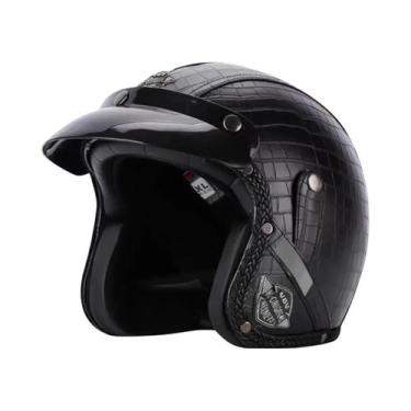 Imagem de Capacete Retrô Vintage De Couro PU Aberto 3/4 Para Motocicleta Chopper