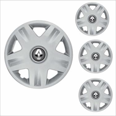 Imagem de Jogo Calota Aro 14 Clio Sandero 2004 Renault + Emblema Resinado - Grid