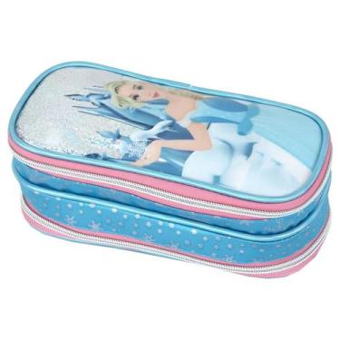 Imagem de Estojo Duplo Infantil Escolar Menina Princesa Frozen Denlex
