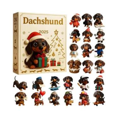 Imagem de Pingente De Natal De Cão Dachshund Fofo, Figuras Colecionáveis De Acrí