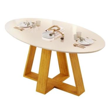 Imagem de Mesa Sala De Jantar Tampo Em Vidro 1,80m Vick Madeirado/off White - DJ