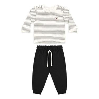 Imagem de Conjunto Bebê Menino Camiseta Calça Quimby, Branco