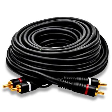 Imagem de Cabo RCA Blindado Ouro 5 metros 100W Anti Ruído Conector Reto Permak