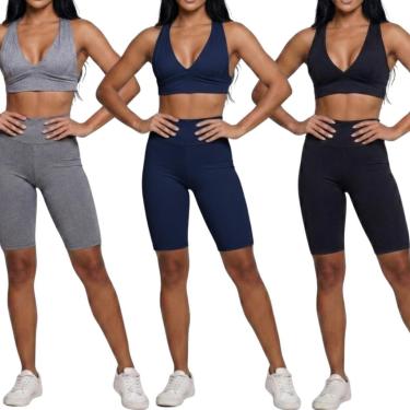 Imagem de KIT 3 Bermudão Suplex Liso Vekyo Roupa para Academia Treino Moda Fitness Musculação-Fem...