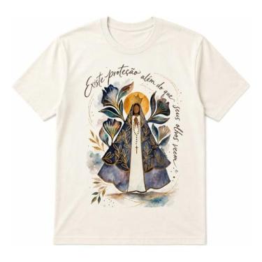 Imagem de Camiseta Religiosa Estampa Proteção Fé Algodão Premium Leve Igreja Cat