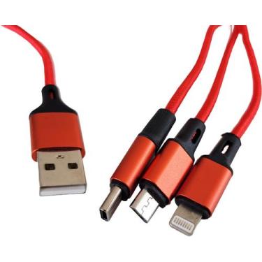 Imagem de Cabo Carregador 3 em 1 iPhone Tipo C Micro USB Até 3A Dados - Maxmidia