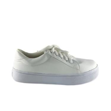 Imagem de Sapatenis Branco Fosco Clean com Sola Branca - ULLY, 37, Branco