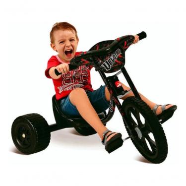 Imagem de Triciclo Infantil Motoca Radical 14 Speed Velotrol com Roda Dianteira Aro 14 e Assento Regulável Preto Brinquedos