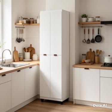 Imagem de Armário Multiuso Clean 4 Portas 6 Nichos Organizador Lavanderia Quarto