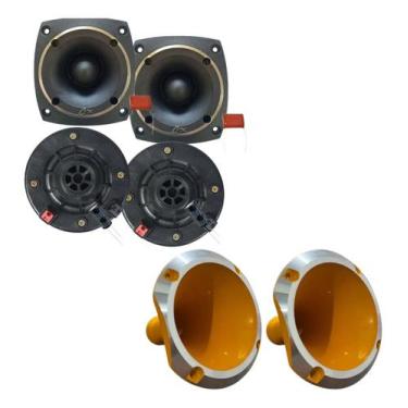 Imagem de Kit corneteira 2x2 compet completo corneta aluminio cor:amarelo, AMARE