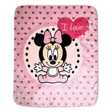 Imagem de Cobertor Bebê Jolitex Raschel Plus Minnie Rosa 90cm x 1,10m, Te amo