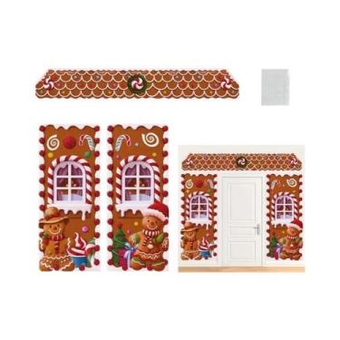 Imagem de Banner De Natal Com Boneco De Gengibre, Capa Para Porta De Casa, Ornam
