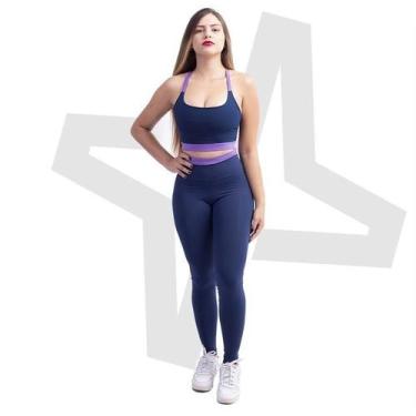 Imagem de Top preto com detalhes roxo costa aberta 10134 - KB8FITWEAR , M