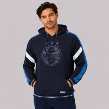 Imagem de Blusão Moletom Grêmio Imortal Tricolor Azul Marinho - Natural Cotton, 