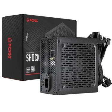 Imagem de Fonte Gamer PCYES Shocker 500W BLACK Vulcan 80 PLUS Standard - PF500SH