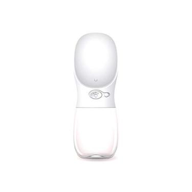 Imagem de Garrafa de água para cães de estimação bebedouro portátil gato viagem ao ar livre à prova de vazamento filhote bebedouro tigela suprimentos para animais de estimação 350ml branco
