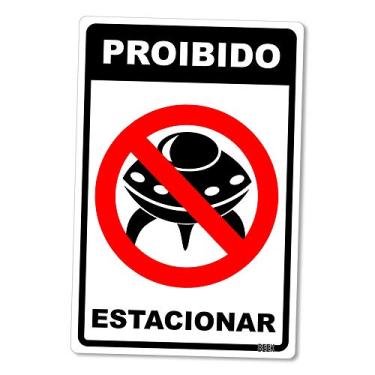 Imagem de Placa Decorativa em Acrílico, tamanho 24x16cm, modelo PROIBIDO ESTACIONAR DISCOS