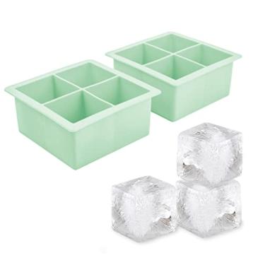 Imagem de Tovolo Elements, conjunto de 2 cubos de gelo extragrandes de silicone para uísque, bourbon, coquetéis e muito mais, livre de BPA e pode ser lavado na lava-louças, bandejas GG, menta