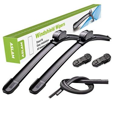 Imagem de ASLAM limpadores de para-brisa para todas as estações tipo lâmina M 71 cm + 40 cm, adaptadores multifuncionais e recargas substituíveis, vida útil dupla (conjunto de 2)