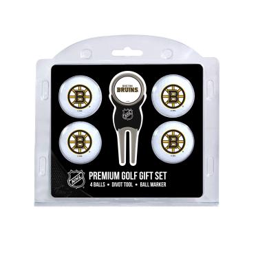 Imagem de Team Golf NHL Boston Bruins Bolas de golfe de tamanho regular (4 unidades) e ferramenta de Divot com marcador magnético de dupla face removível