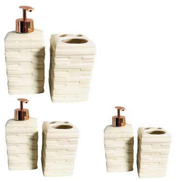 Imagem de Kit Banheiro Cerâmica Decoração Banheiro com 6 peças Luxo