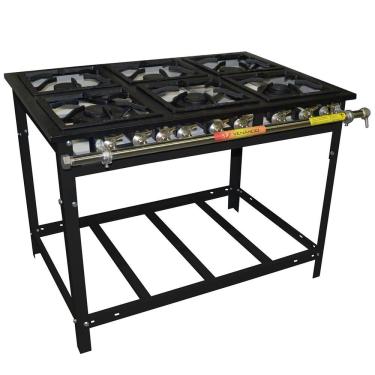 Imagem de Fogão Industrial Venâncio E6D3E Baixa Pressão 3 Bocas Duplas 3 Simples