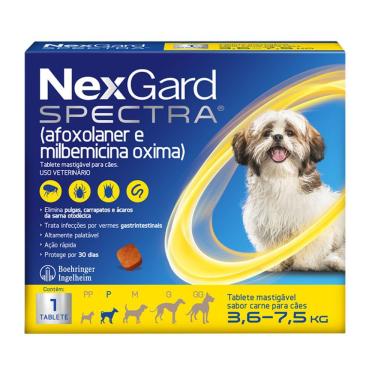 Imagem de NexGard Spectra Anti Pulgas e Carrapatos para Cães de 3,6 a 7,5kg 1 Tablete Mastigável