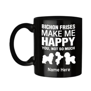 Imagem de Caneca personalizada Bichon Frise, Bichon Frises Make Me Happy, Copo de café Bichon Frise, Presentes Bichon Frise, Ideia de presente de aniversário de Natal, Caneca Bichon Frise com nome personalizado, Item Bichon Frise