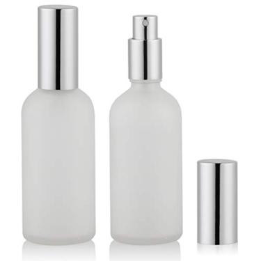 Imagem de Garrafas de spray de vidro fosco para atomizador de perfume, Silver Frosted, 3.4 Ounce x 2