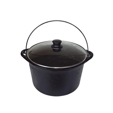 Imagem de Panela Ferro Fundido Caldeirão Antigo Tampa Vidro 24cm 4L