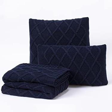 Imagem de Kit Peseira Manta Sofa Cama Solteiro 150x60cm + 2 Capas de Almofada Tricot Paris