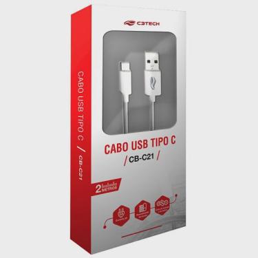 Imagem de Cabo USB X usb-c 2M 2A CB-C21WH Branco C3 tech