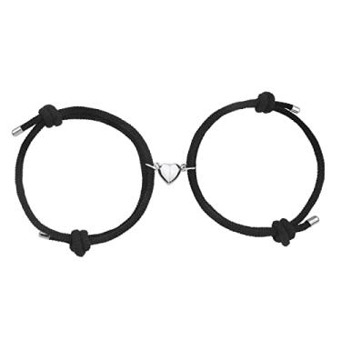 Imagem de Pulseiras magnéticas para casais, pulseiras de atração mútua, votos de amor eterno, joias de presente para namorado, namorada, melhor amigo, ajustável, 1, Aço inoxidável, Corrente trançada
