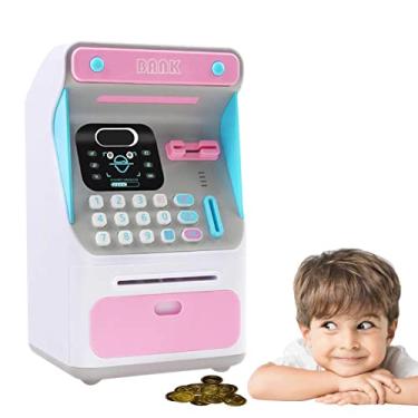 Imagem de Cofrinho eletrônico | Mini ATM desenho animado, caixa segura para guardar dinheiro com senha e reconhecimento rosto para crianças, meninos e meninas