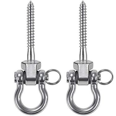 Imagem de BeneLabel Set of 2 Permanent Antirust Stainless Steel 304 Screw Bracket Heavy Duty Swing Hanger 1800LB Capacity, Indoor Outdoor Playground Yoga Hammock Chair Sandbag Punching Bag, Hardware Swing Sets