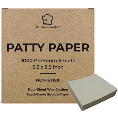Imagem de Kitchen Geeks Papel para hambúrguer – 1000 folhas quadradas de 14 x 14 cm para hambúrguer, hambúrguer, assar, doces