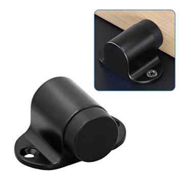 Imagem de Masendelk Batente de porta de montagem no chão, batente de porta resistente preto com amortecedor de borracha e parafusos de aço inoxidável, altura de 2,5 cm